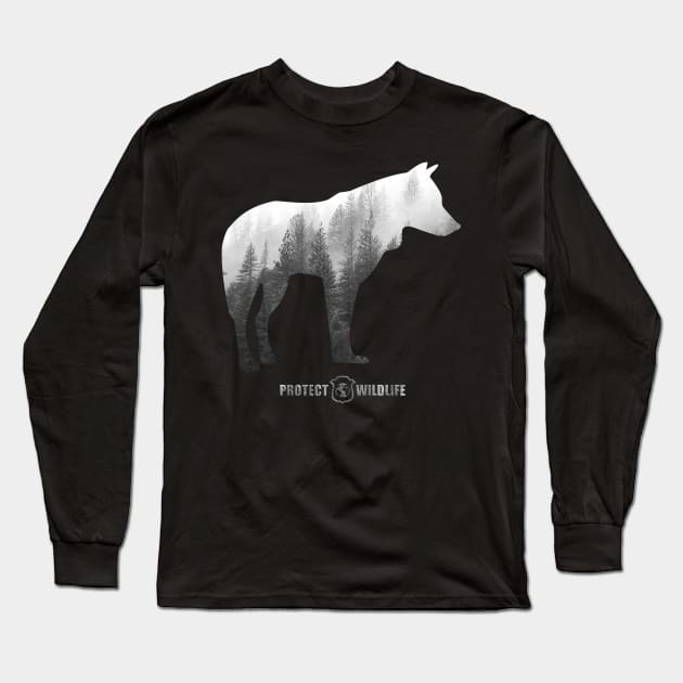 Protect Wildlife - Nature - Wolf Silhouette Long Sleeve T-Shirt by JTYDesigns